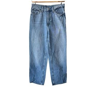 & Denim Medium Blue Loose Straight Leg Denim Jeans Size 6
